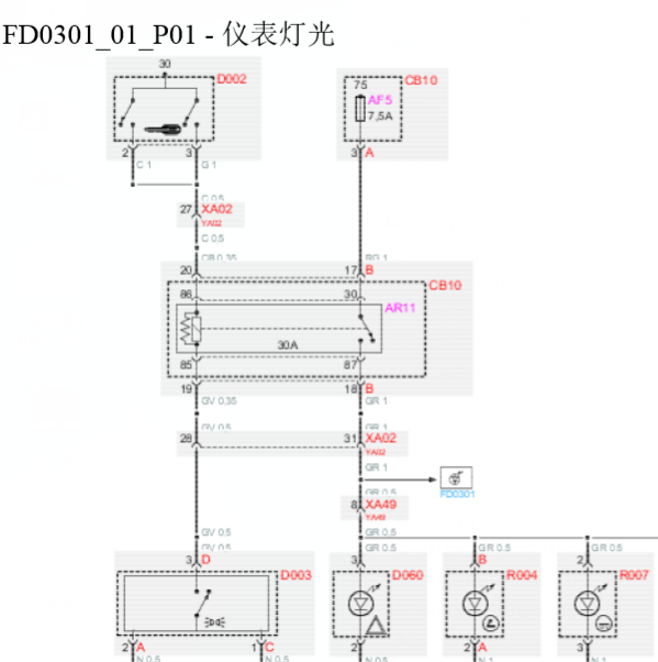 2010年法拉利F430仪表电路图