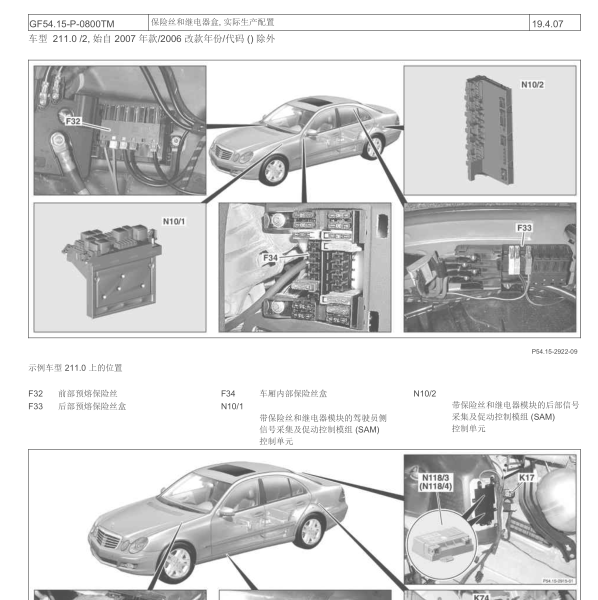 2004年奔驰e240保险丝分配