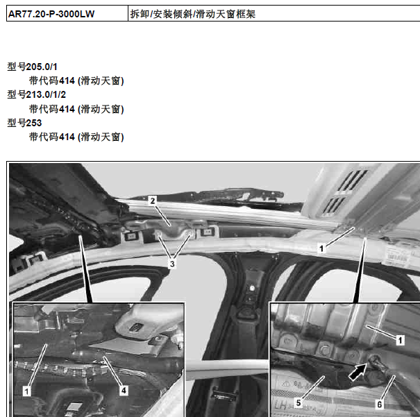奔驰C260天窗维修手册