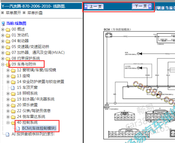 2006-2010年奔腾B70发动机及车身控制模块电路图
