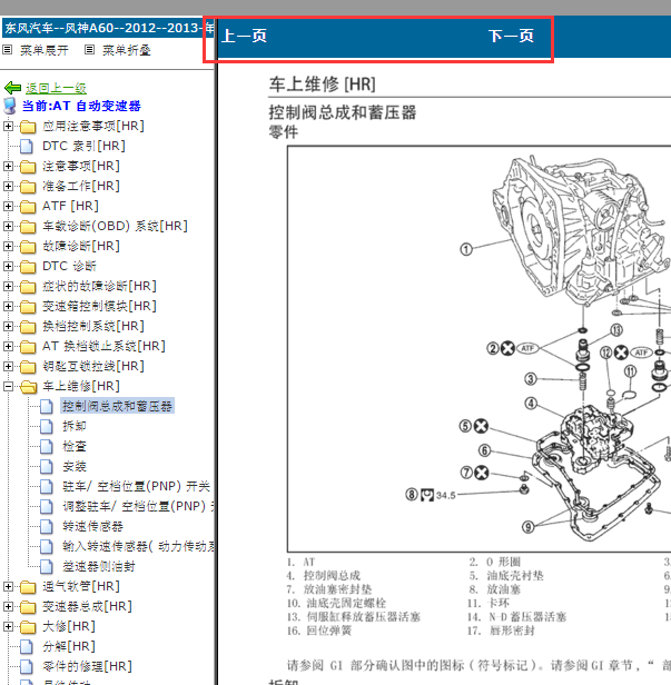 2012-2013年东风风神A60变速箱维修手册