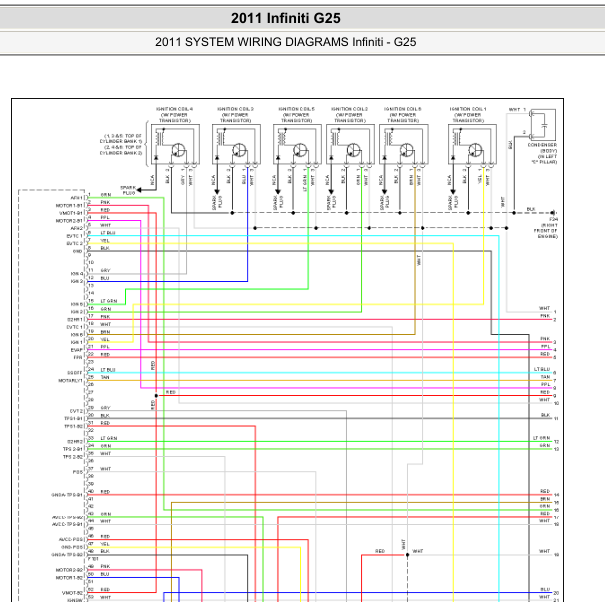 2011年英菲尼迪G25发动机电路图