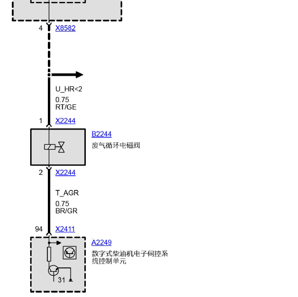 2007年宝马530废气循环阀电路图