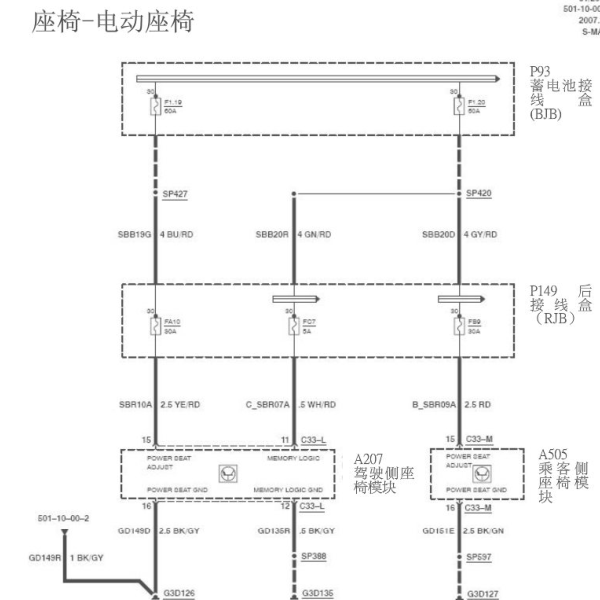 2007年麦柯斯电动座椅电路图