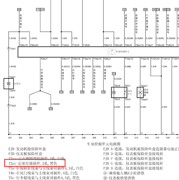中华H230后雾灯线路图