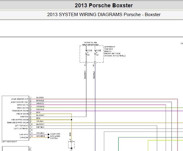 2013年保时捷BOXSTER大灯电路图