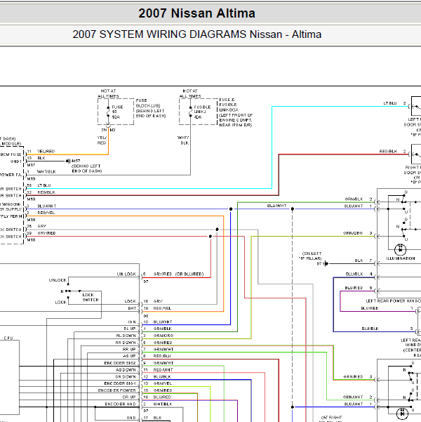 2007年天籁车窗电路图