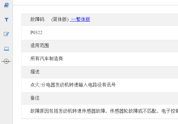 P0322故障码说明