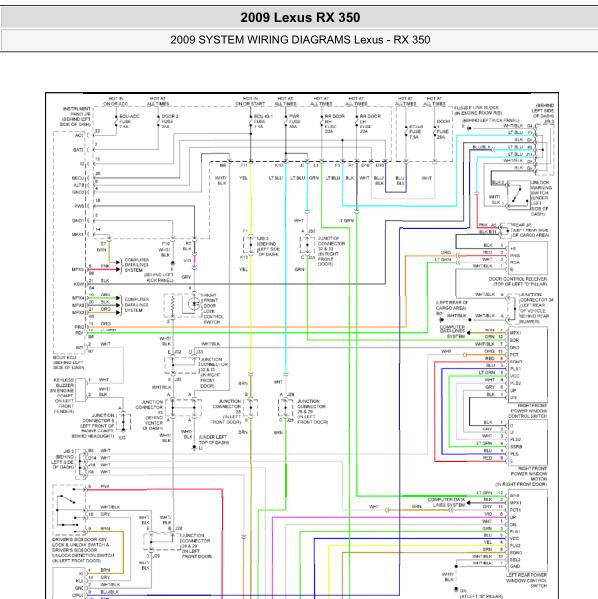 2009年雷克萨斯RX350车窗电路图