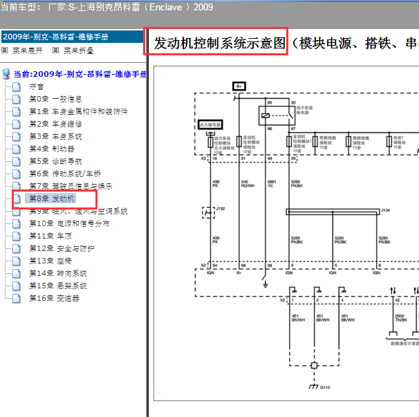 2009年 别克昂科雷3.6发动机电路图