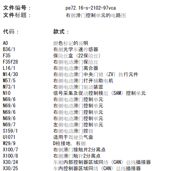 奔驰威霆车门电路图