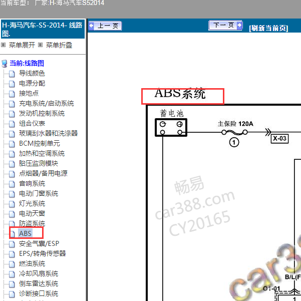 2014年海马S5 ABS电路图