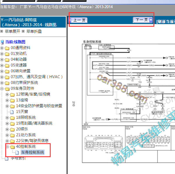 2014年马自达6车身针脚图