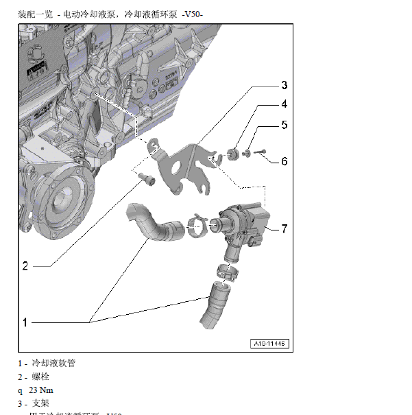 2013年奥迪A6冷却液泵位置