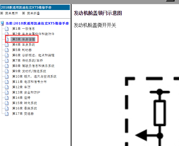 2018年凯迪拉克XT5机盖锁开关电路图