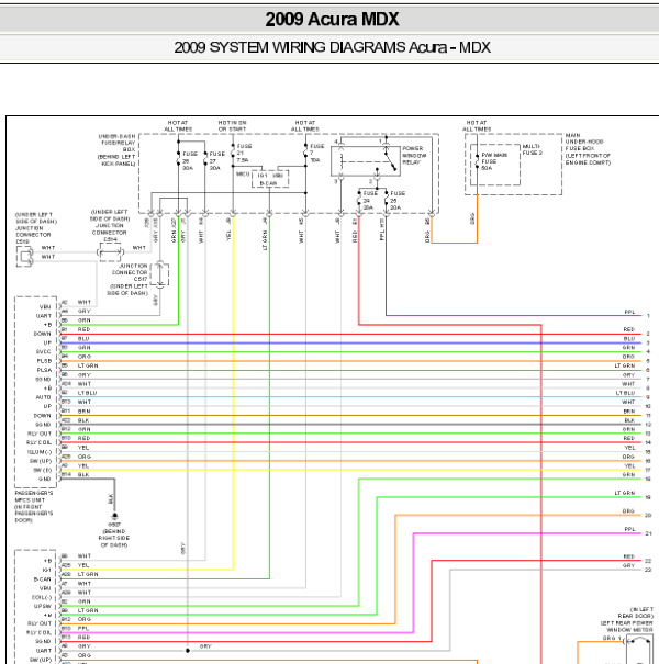 2009年讴歌MDX玻璃升降电路图