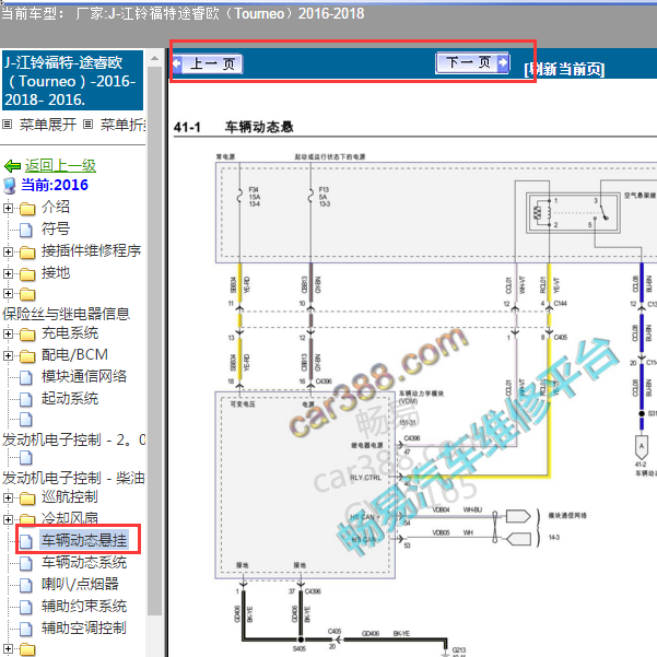 2016年福特途睿欧底盘升降电路图