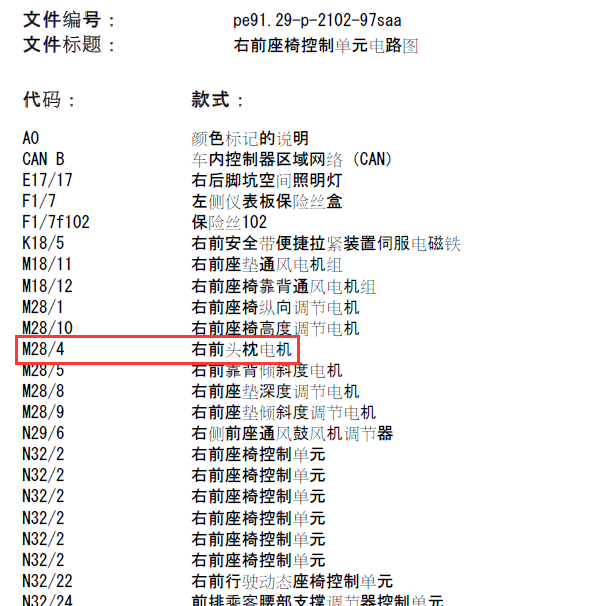 2009年奔驰S350 座椅头枕电路图