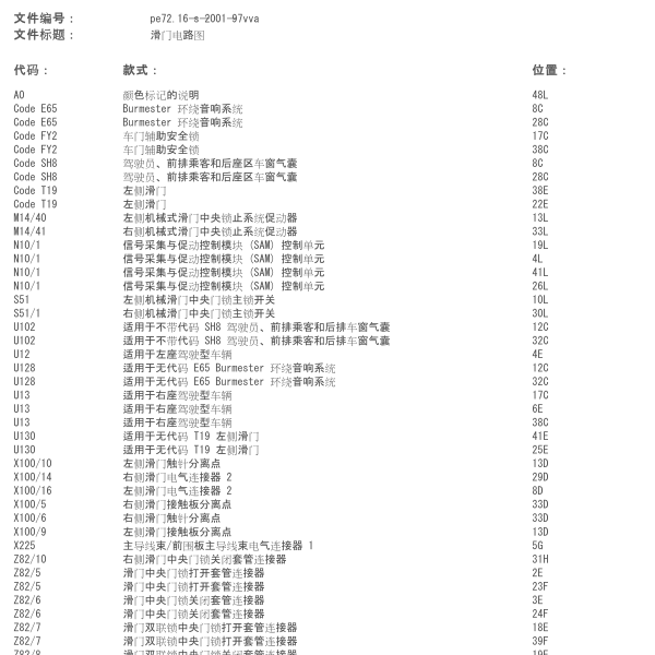 奔驰V250D电动滑门电路图