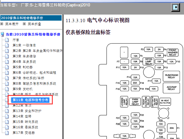2010年雪佛兰科帕奇保险丝位置