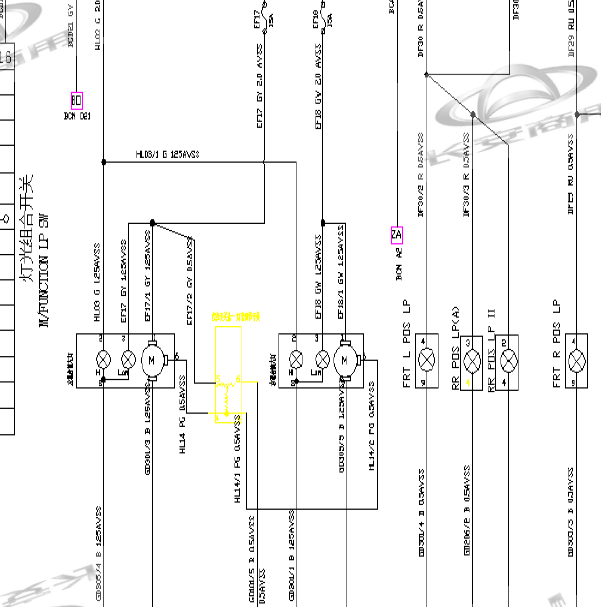 长安欧尚A800照明系统电路图