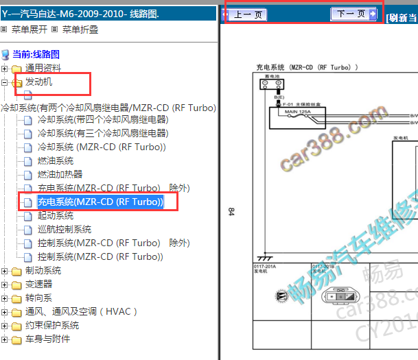 2009-2010年马自达6 发电机电路图