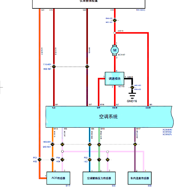 2020年长城哈弗H6 空调电路图.