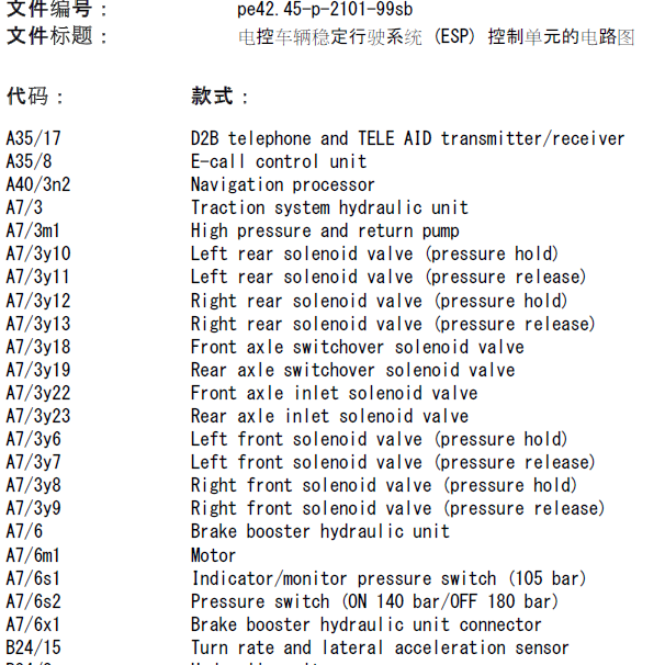 2004年奔驰S280 制动系统电路图