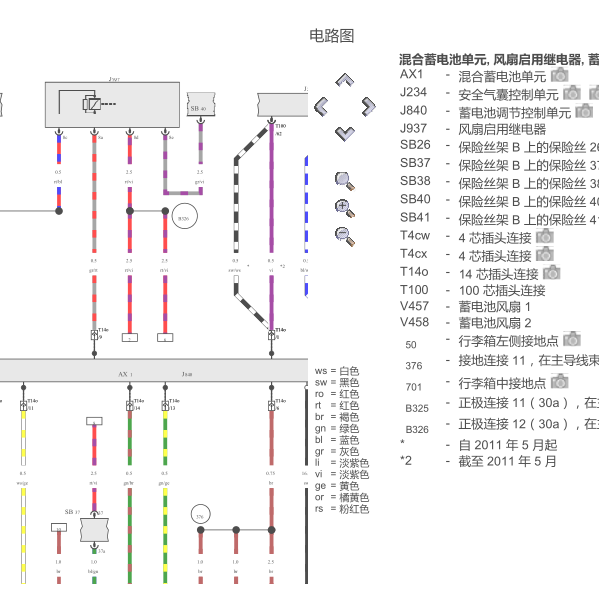 2010年途锐高压电系统电路图