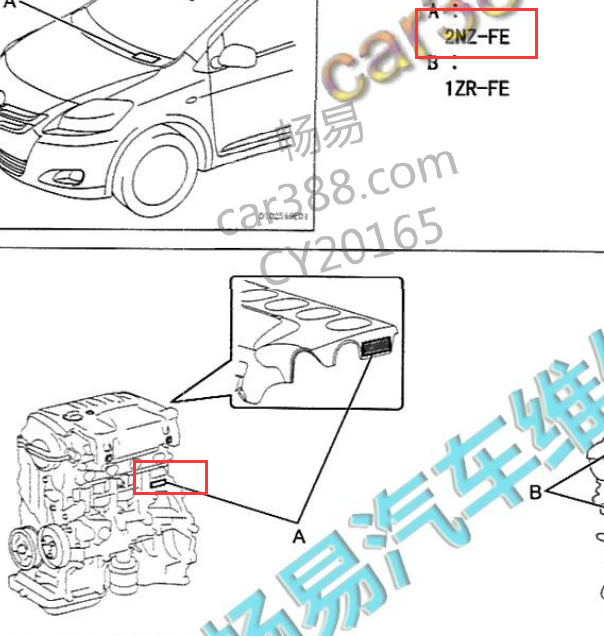 丰田2NZ发动机号位置