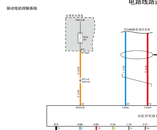 2018年众泰芝麻E30驱动电机电路图