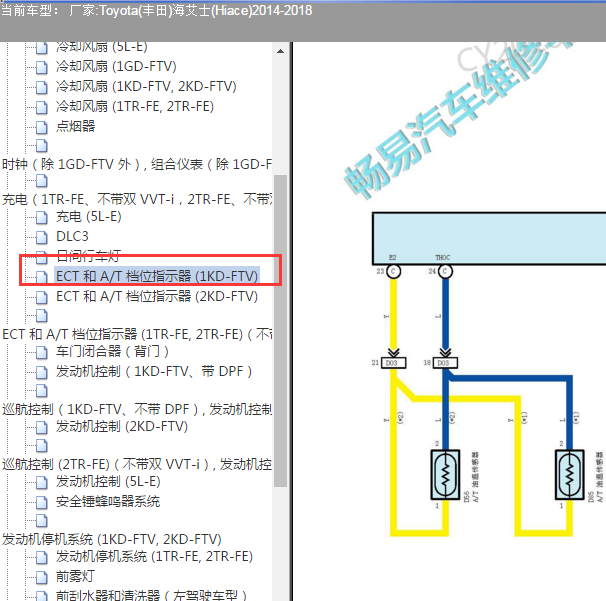 2014-2018年丰田海艾士收到变速箱电路图.