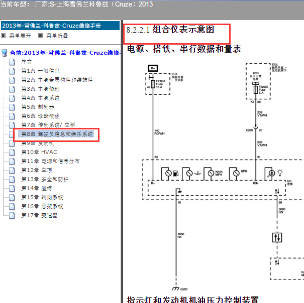 2013年雪佛兰科鲁兹仪表电路图