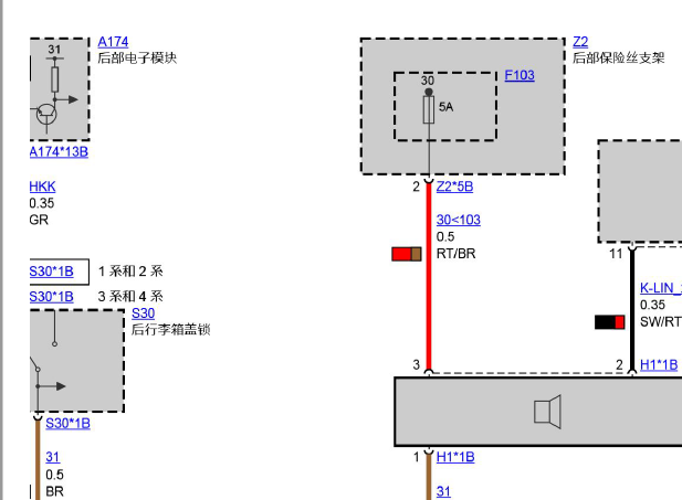 2019年宝马320i行李箱电路图