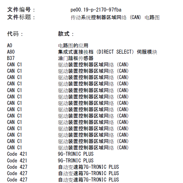 2015年奔驰C200 CAN电路图