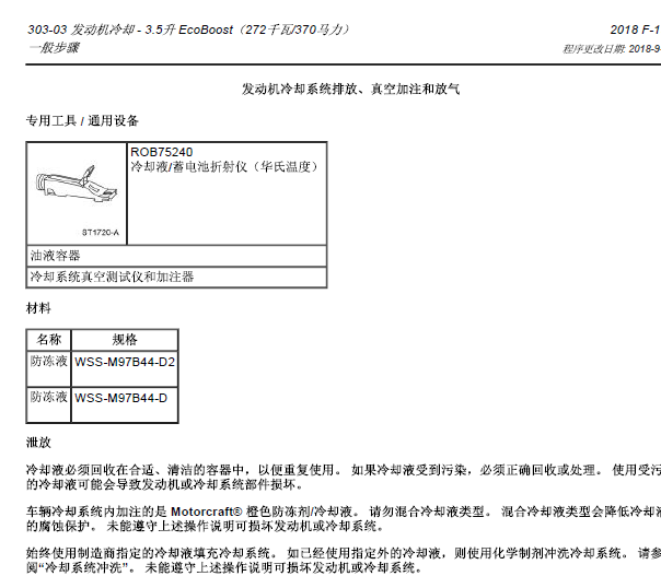 2018年福特F150冷却系统资料