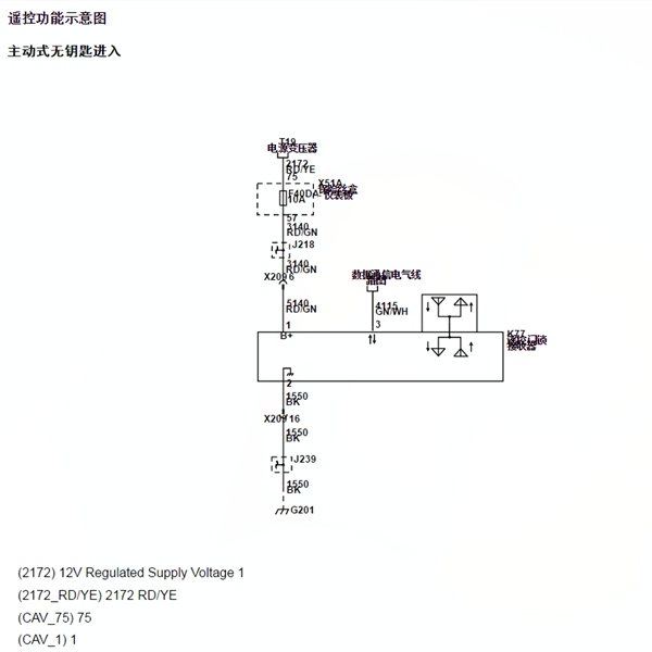 2021年别克GL8无钥匙启动系统电路图