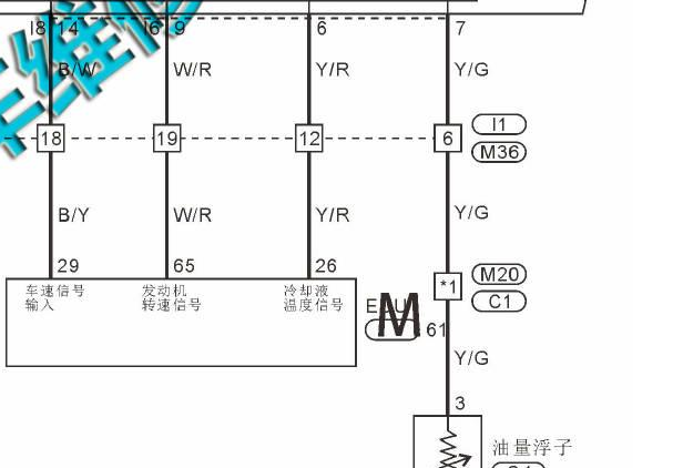 2015--2018年日产锐骐水温传感器电路图