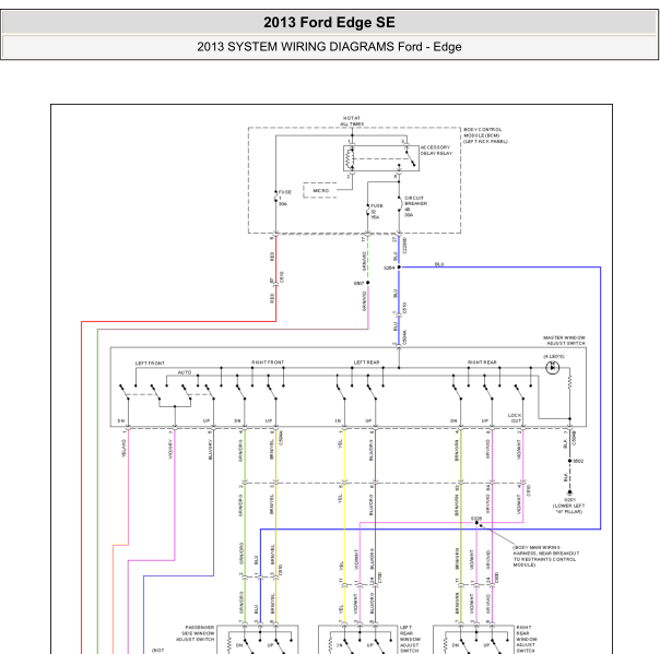 2013年福特锐界玻璃升降电路图
