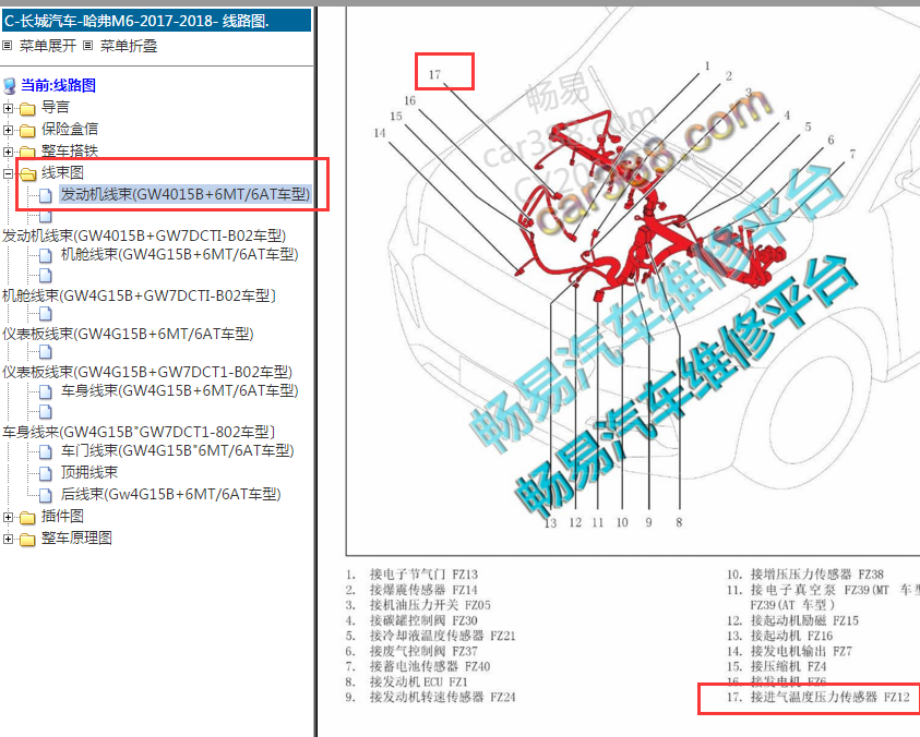 2017-2018年长城M6进气温度传感器位置