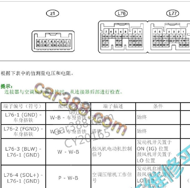 雷克萨斯LS460空调针脚图