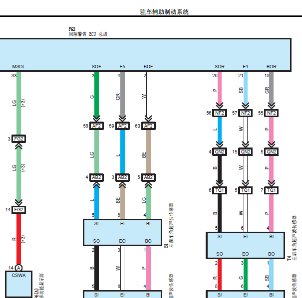 2020年雷克萨斯UX300驻车辅助电路图