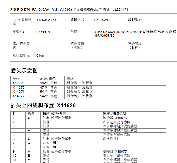 2009年宝马X6 JBE针脚