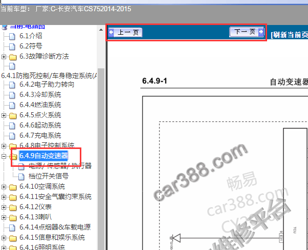 2014-2015年长安CS75变速箱电路图