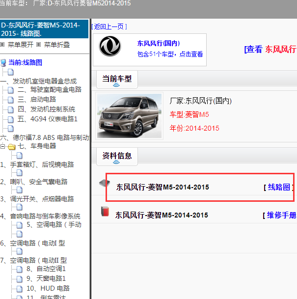 2014-2015年东风风行菱智M5全车电路图