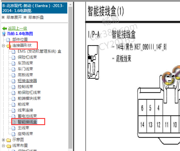 2013年现代朗动智能接线盒针脚