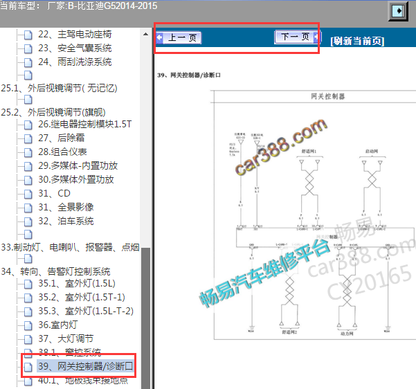 2014-2015年比亚迪G5网络通讯电路图