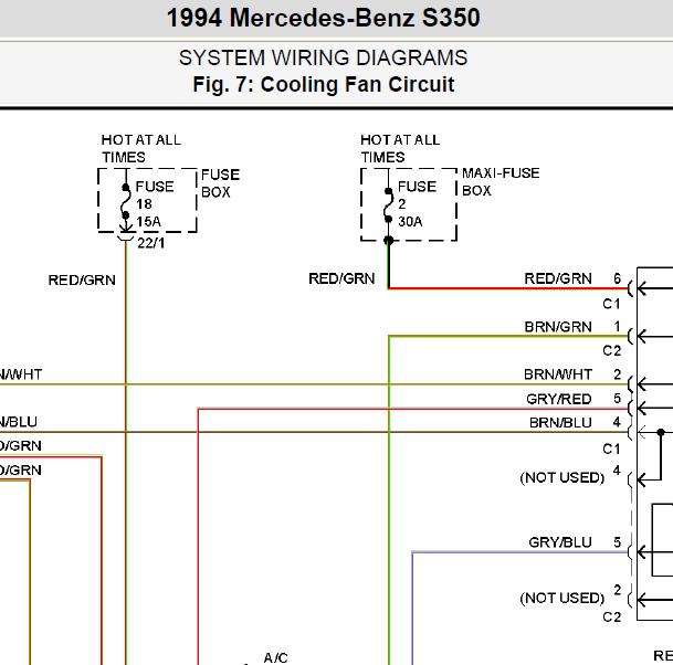 1994年奔驰S350风扇电路图