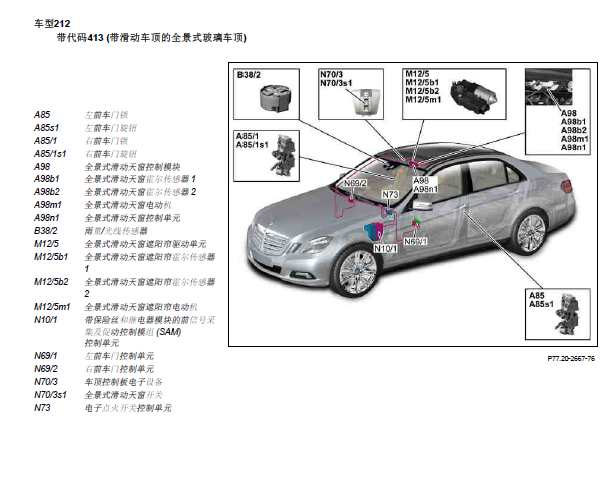 2010年奔驰E300天窗资料