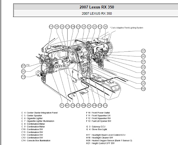 2007年雷克萨斯RX350位置